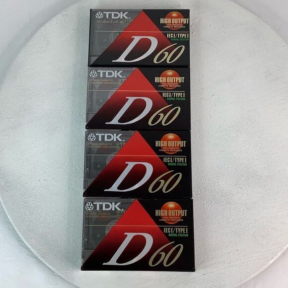 New! Sealed TDK D60 IECI Type I Normal Position 60 MIN Cassette Tape Set of 4 - Picture 2 of 7